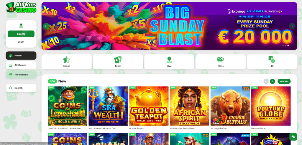 All Wins Casino screenshot