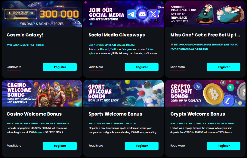 Cosmobet Casino bonus screenshot