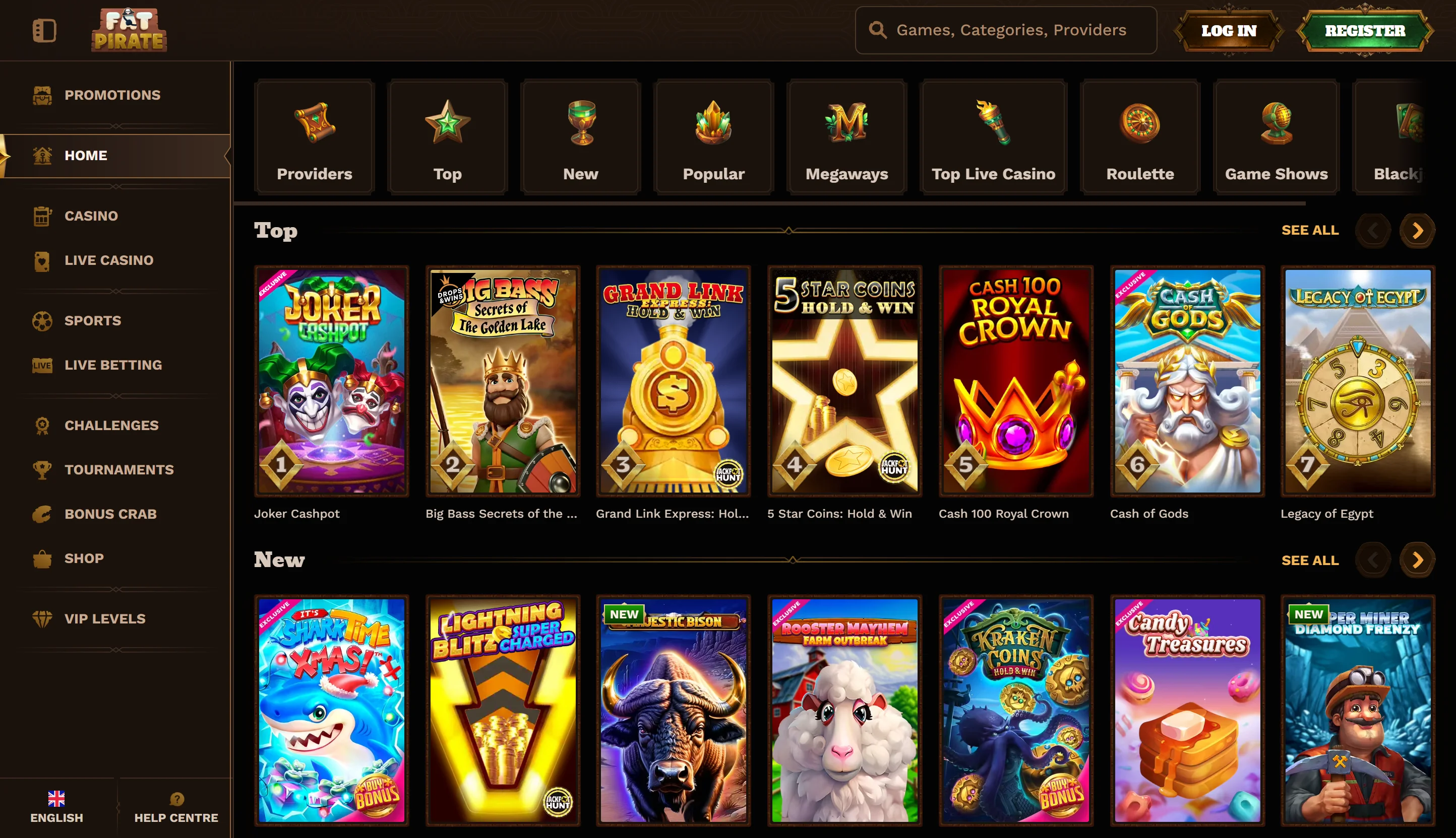 Fat Pirate Casino Games Screenshot