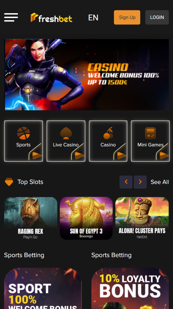 Freshbet Casino mobile screenshot