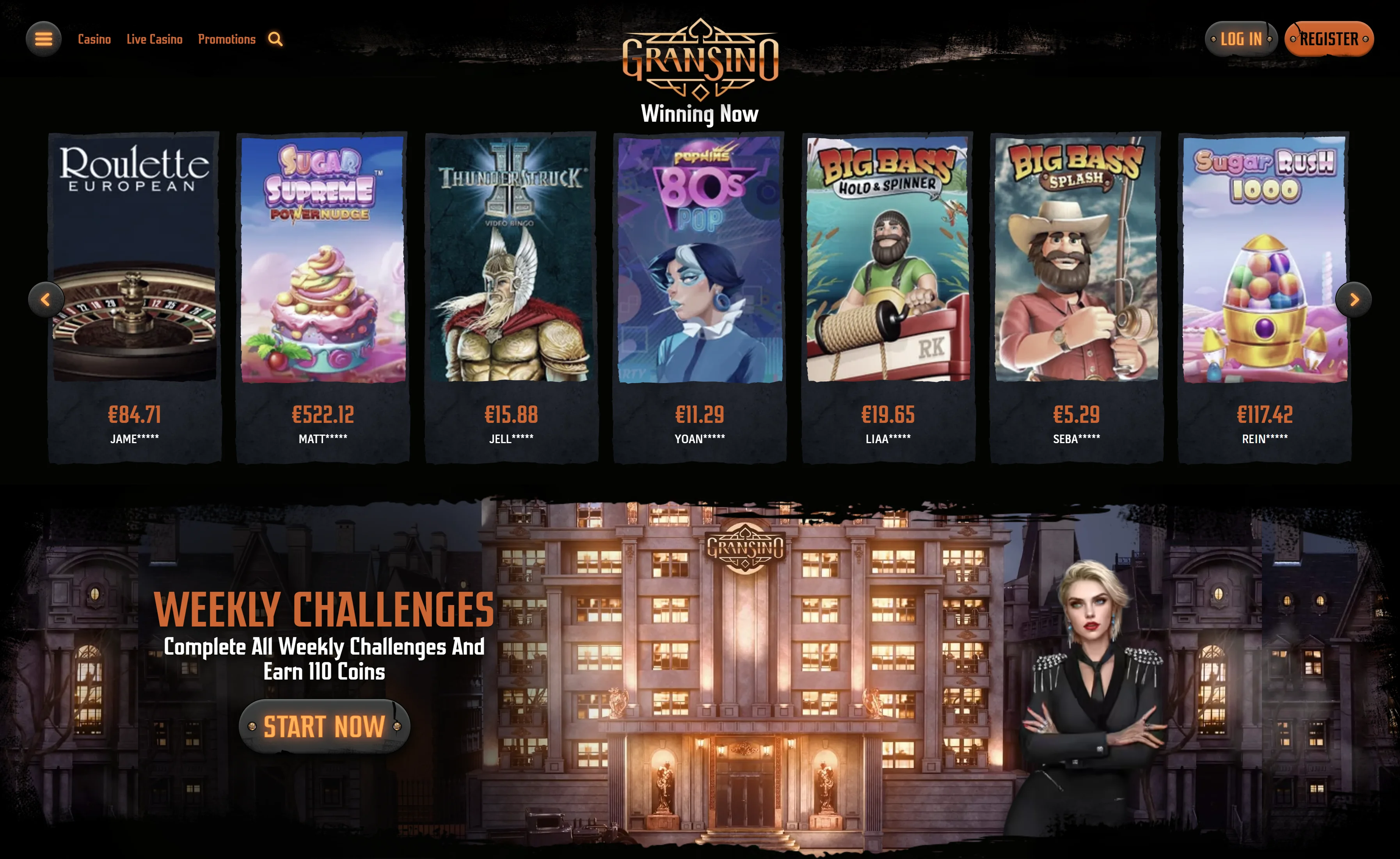 Gransino Casino Games Screenshot