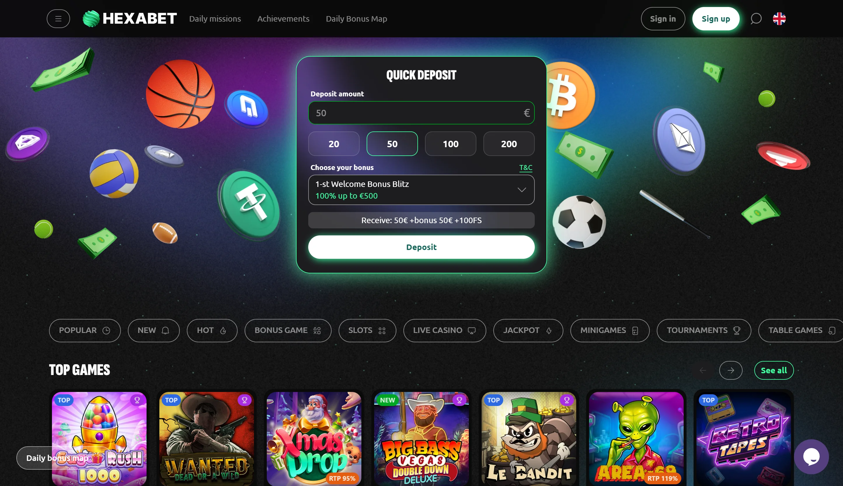 Hexabet Casino Screenshot