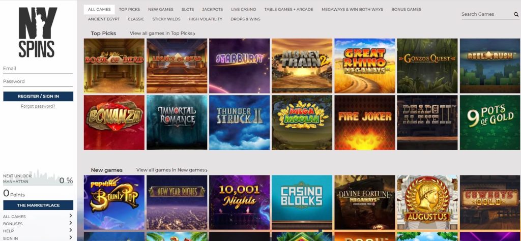 Nyspins Casino Games