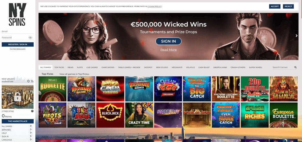 Nyspins Casino Screenshot