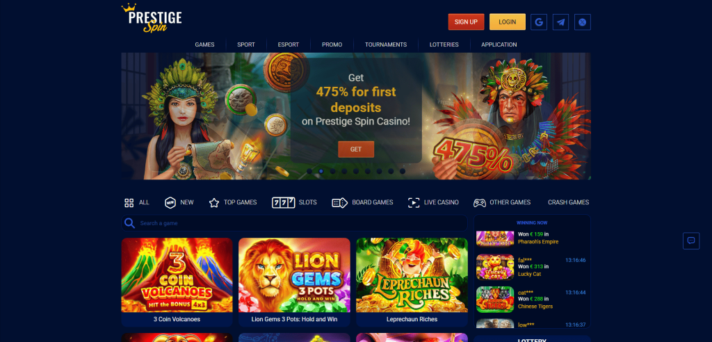 Prestige Spin Casino screenshot
