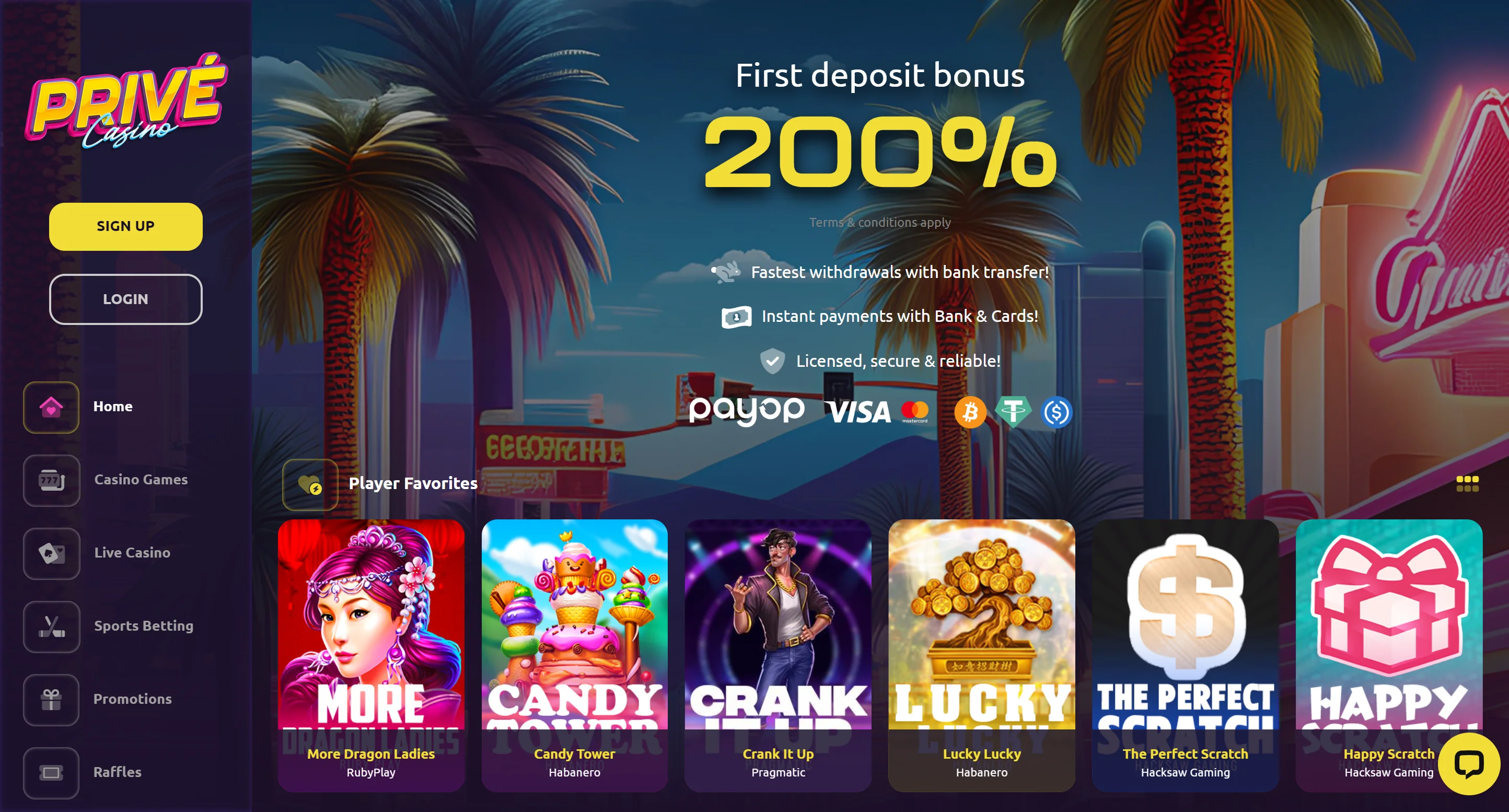 Prive Casino Screenshot